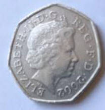queen Elizabeth the second, 2002   , fifty pence. dia 2.73 th 0.18 cm