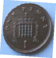Queen Elizabeth II, DG Regina, 1988 , one new penny, Dia 2.03 th 0.15 cm