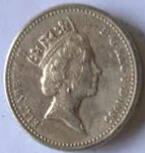 Queen Elizabeth II , 1985 , One Pound , Dia 2.25,  Th 0.31 cm