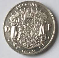 King Boudewijn, 1972 , 10 Fr ,Dia 2.10  Th 0.20 cm