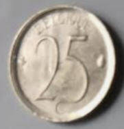 Belgium coin - 1975 , 25 C , Dia 1.61 Th 0.11 cm