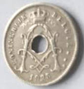 Belgium coin - 1925 , 5 Ces , Dia 1.41 Th 0.11 cm