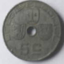 Belgium coin - 1946 , 25 C , Dia 2.62Th 0.18cm