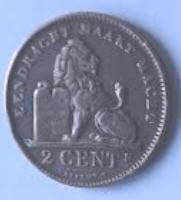 Albert Koning der Belgen, 1910, 2 cent , brons ,  Dia 2.16  THh 0.14 cm