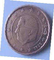 King Albert II , 1999 ,   5 Euro cent, koper , Dia 2.12 Th 0.16 cm