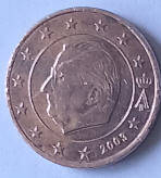 King Albert II , 2003 ,   1 Euro cent, koper , Dia 1.62 Th 0.15 cm