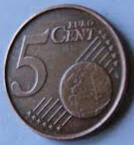 King Albert II , 1999 ,   5 Euro cent, koper , Dia 2.12 Th 0.16 cm