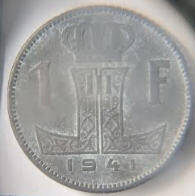 Belgie - Belgique, 1941 , 1  Franc  , Aluminium  , Dia 0.85 Th 0.07 cm