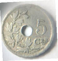 Belgique Royaume DE - 1903 , 5 Ces , Dia 075 Th 0.04 cm