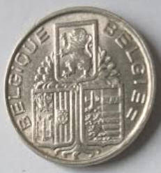 Belgium coin, 1938 ,5 Fr , Dia 2.53 Th 0.24 cm