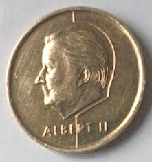 King Albert II, 1994 ,  5 Fr , Dia 2.41  Th 0.11 cm