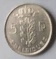 Belgium coin, 1974 , 5 Fr , Dia 2.40 Th 0.17 cm