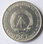 DDR 2 -Wilhelm Pieck. 1972, 20 Mark, Dia 3.30 , Th 0.23 CM