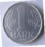 DDR 9 -  1971 , 1 Mark , DIa 2.52 , Th 0.21 CM