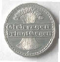 Deutschliches Reich , Gich Regen bringt gegen k . 1921 , 50 Pfennig , Dia 2.29 Th 0.11  CM