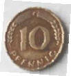 Bundes Republik . 1950 , 10 Pfennig , Dia 2.15 Th 0.16  CM