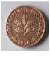 Bundes Republik ,  COPPER ,. 1950 , 1  Pfennig , Dia 1.65 Th 0.13  CM
