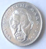 Bundes Republik . 1990 , 2 Mark , Dia 2.68 Th 0.18  CM