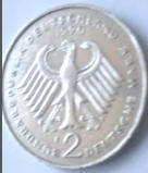 Bundes Republik . 1992 , 2 Mark , Dia 2.68 Th 0.18  CM