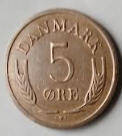 DM 10B . DANMARK - 1966 , 5 ORE , Dia 240 Th 0.16 CM 