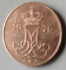 DM 13A . DANMARK - 1976 ,  5 ORE , Dia 1.54 Th 0.11 CM 