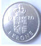 DM 3B . DANMARK - MARGRETHE II -1980 , 1  KRONE , Dia 2.54 Th 0.16 CM 
