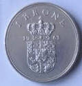 DM 4B . DANMARK - FREDERIK IX - 1965 , 1 KRONE , Dia 2.54 Th 0.18 CM 