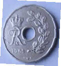 DM 7A . DANMARK - 1966  ,  25  ORE , Dia 229 Th 0.13 CM 