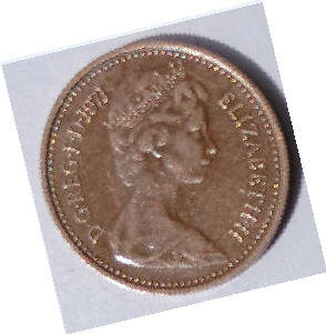 Queen Elizabeth II, 1971  ,new  half penny , Dia  1,1 th 0,11 cm
