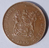 Queen Elizabeth II , South Africa,, 1989  , , Dia  1,1 th 0,11 cm