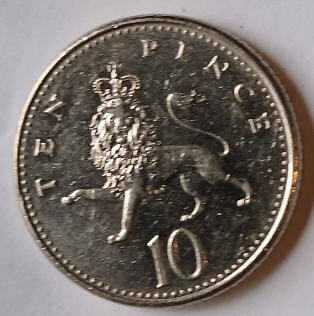 Queen Elizabeth II, DG Regina, 1992, without mintmark, , 10 Pence, small ,Dia 2.44 th 0.11 cm