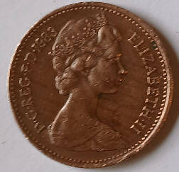 Queen Elizabeth II, DG Regina, 1983 , one Pence, Dia 2.03 th 0.14 cm