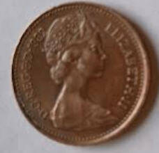 Queen Elizabeth II, DG Regina, 1982 , one Pence, Dia 2.03 th 0.14 cm