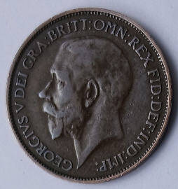 Georg V , 1925 , half penny , Dia 2.54 th 0,14 cm