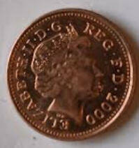 Queen Elizabeth II, DG Regina, 2000 , one Pence, Dia 2.03 th 0.14 cm