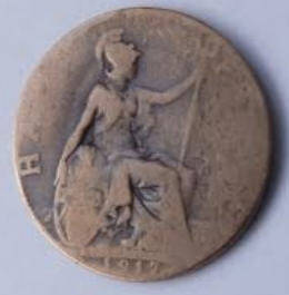 Georg V , 1917 , half penny , Dia 2.54 th 0,14 cm