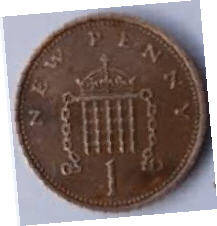 Queen Elizabeth II, ,1971,  new penny , Dia 2.03 1th 0.14 cm