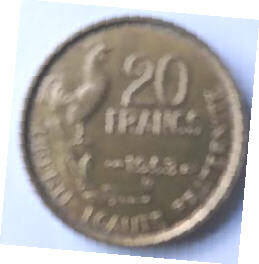 Republique Francais , 1953 b , 20 Francs , Dia 2.35  Th 0.15 cm