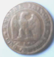 Republique Francais. Napoleon III Empereur , 1864 , cinq centimes , Dia 2.53  Th 0.11 cm