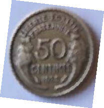 Republique Francais   , 1939 ,  50 CENTIMES , Dia 1.80  Th 0.11 cm