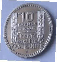 Republique Francais , 1947 , 10 Francs , Dia 2.60  Th 0.17 cm