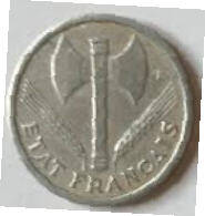 Etat Francais , 1942 , 1 Francs , Dia 2.30  Th 0.16 cm