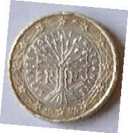 France Euro coin , 1999 , 1 Euro , Dia 2.32  Th 0.21 cm