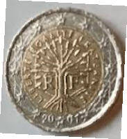 France Euro coin , 2001 , 2 Euro , Dia 2.57  Th 0.22 cm