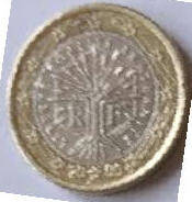 France Euro coin , 2000 , 1 Euro , Dia 2.32  Th 0.21 cm
