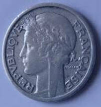 Republique Francais , 1949 , 2 Francs , Dia 2.69  Th 0.16 cm