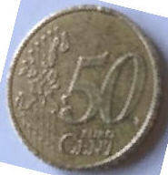 France Euro coin , 2001  ,  50 Eurocent , Dia 2.42  Th 0.23 cm