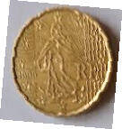 France Euro coin , 1999  ,  20 Eurocent , Dia 2.22  Th 0.21 cm
