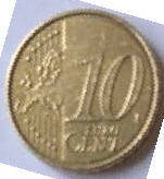 France Euro coin , 2008  ,  10 Eurocent , Dia 1.97  Th 0.11 cm