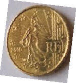 France Euro coin , 2010  ,  10 Eurocent , Dia 1.97  Th 0.11 cm